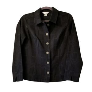 Christopher & Banks Black Textured Checked Petite Blazer
